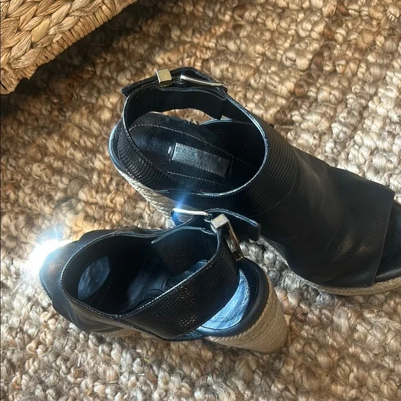 Balenciaga Open Toe Espadrille Leather Wedges Size 36